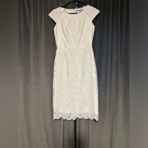 Antonio Melani, White Short Sleeve Midi Dress, Size 2